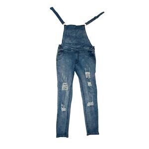 VULCANN Pants Mens 34” Medium Faded Blue Denim Overall Distressed